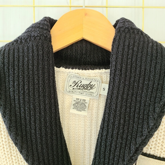 Ralph Lauren Rugby Varsity Letterman Shawl Collar Linen Cotton Cardigan Sweater - Picture 4 of 12